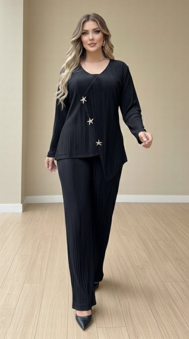 Siyah Uzun Kollu Kadın Takım Elbise - Görsel 5