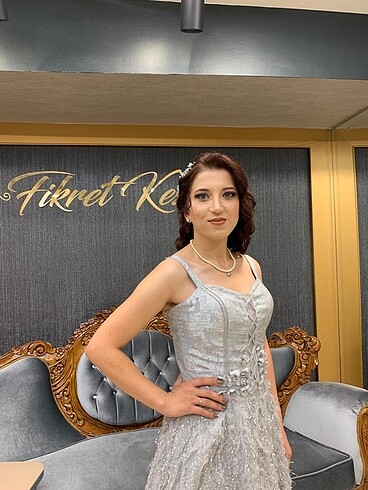 38 Beden gri Renk Elbise