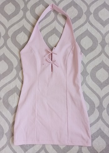 Pembe mini elbise