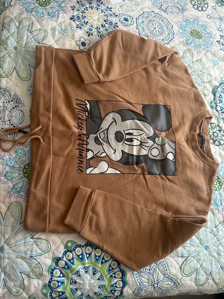 Kız Çocuk Kahverengi Mickey Baskılı Sweatshirt - Görsel 2