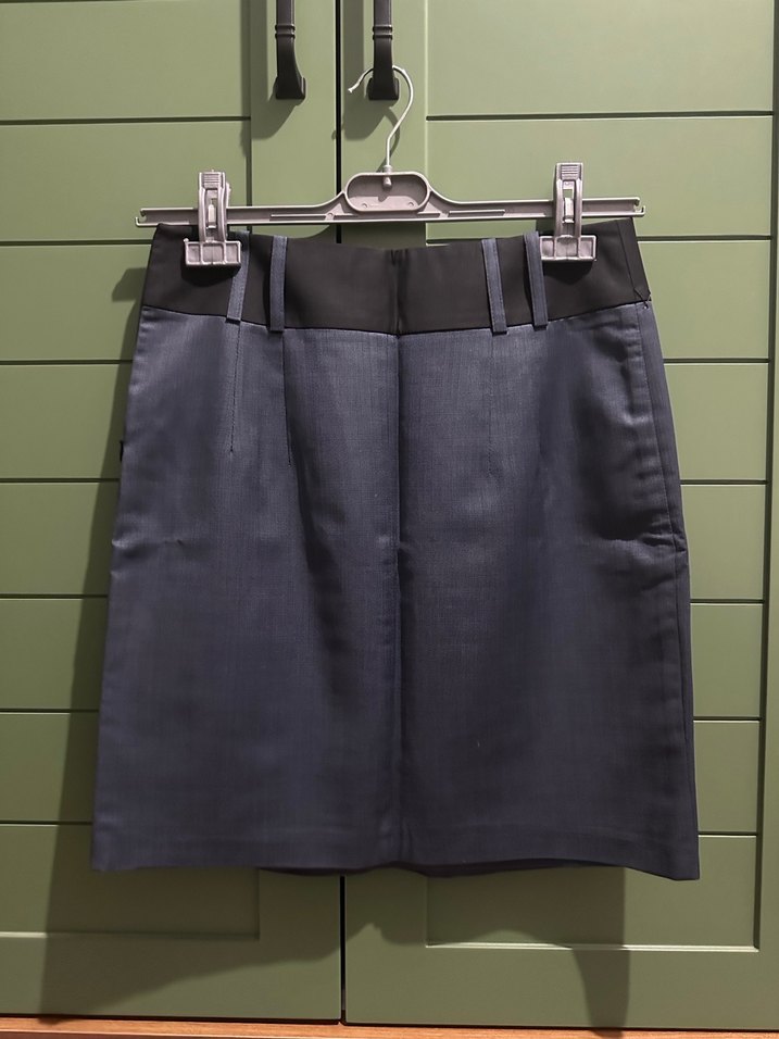 Bel detaylı pileli kumaş etek - Görsel 2