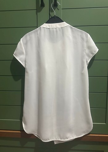 Beyaz Kısa Kollu Fırfırlı Kadın Bluz - Görsel 3