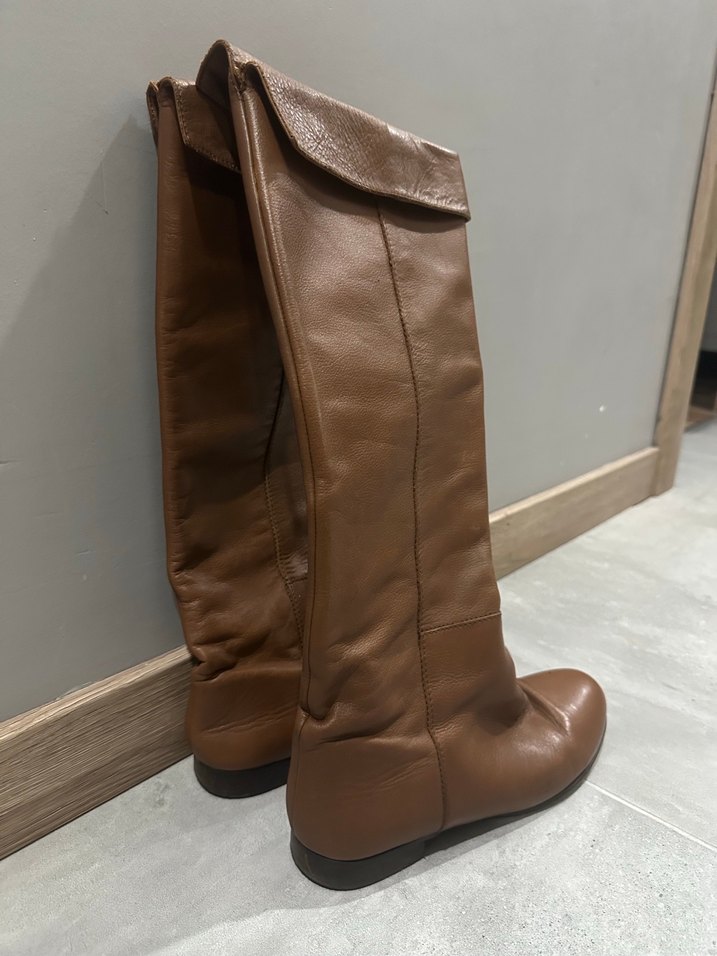 Kadın Kahverengi Deri Dolgu Topuklu Çizme - Görsel 2