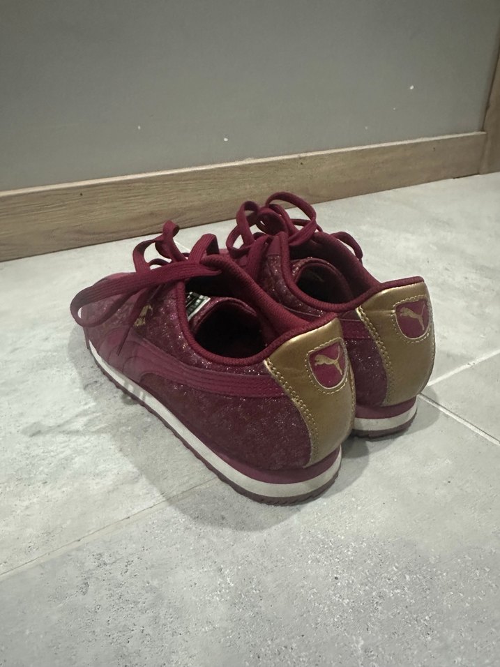 Bordo Yılan Desenli Dolgu Topuklu Spor Ayakkabı - Görsel 4