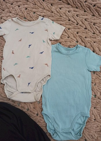 Mavi ve Desenli Bebek Body 2'li Set - Görsel 2