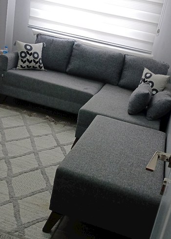 Gri Modern L köşe koltuk takımı - Görsel 3