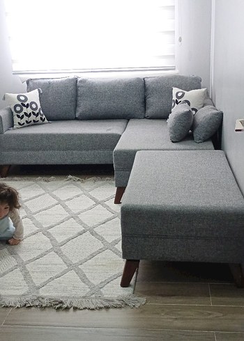 Gri Modern L köşe koltuk takımı - Görsel 10