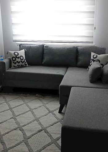 Gri Modern L köşe koltuk takımı - Görsel 14