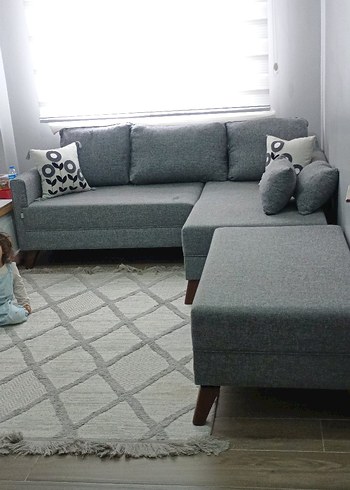 Gri Modern L köşe koltuk takımı - Görsel 11