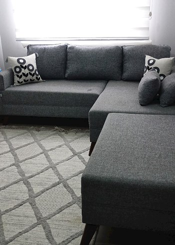 Gri Modern L köşe koltuk takımı - Görsel 5