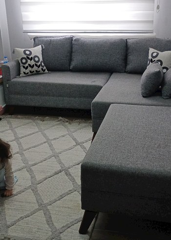 Gri Modern L köşe koltuk takımı - Görsel 8