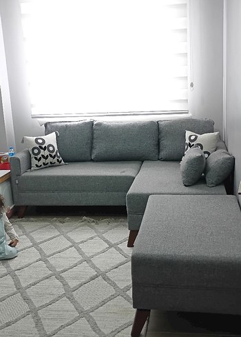 Gri Modern L köşe koltuk takımı - Görsel 12
