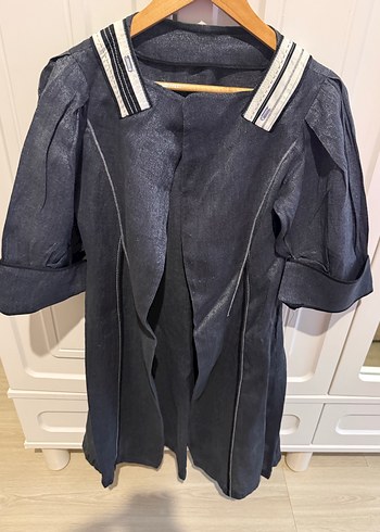 Gri Denim Midi Ceket - Görsel 4