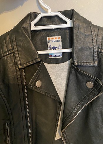 12-18 Ay Beden Erkek Çocuk Siyah Deri Biker Ceket