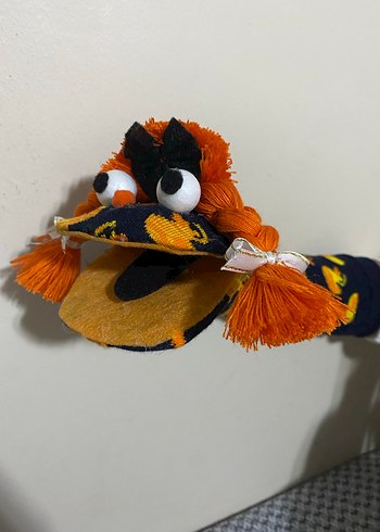 Renkli Turuncu El Kuklası Peluş Oyuncak - Görsel 3