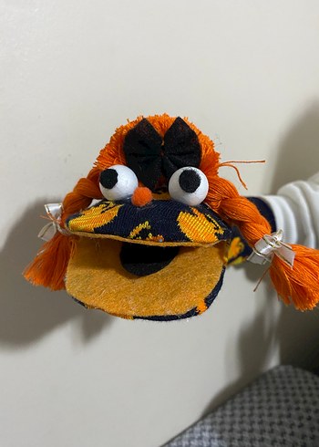 Renkli Turuncu El Kuklası Peluş Oyuncak - Görsel 2