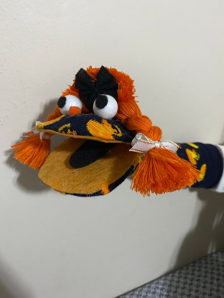 Renkli Turuncu El Kuklası Peluş Oyuncak - Görsel 3