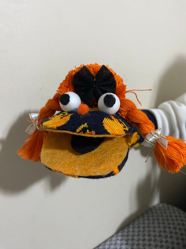 Renkli Turuncu El Kuklası Peluş Oyuncak - Görsel 2