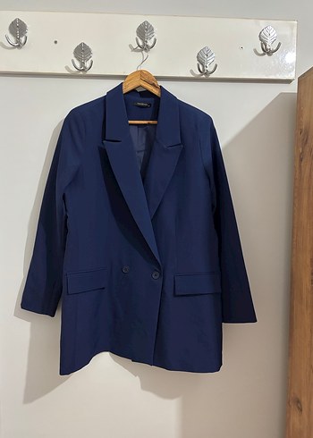 Düğmeli lacivert Kadın Blazer Ceket
