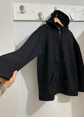 Siyah Kapüşonlu Fermuarlı Sweatshirt - Görsel 5