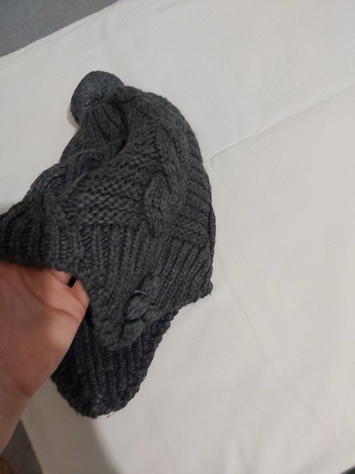 Gri Örgü Kadın Bere - Görsel 2