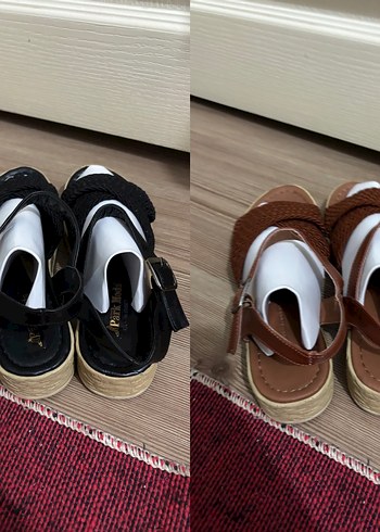 37 Beden kahverengi Renk Kemerli Kahverengi Kadın Dolgu Topuk Sandalet