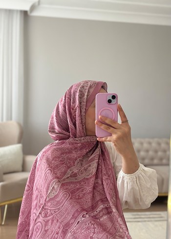 Diğer Pembe Bohem Tarzı İpek Görünümlü Şal