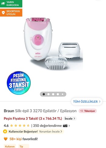 Braun Silk-épil 3 3270 Pembe Epilatör