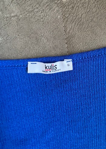 Mavi Kadın Bluz, kısa Kollu, Vücuda Oturan
