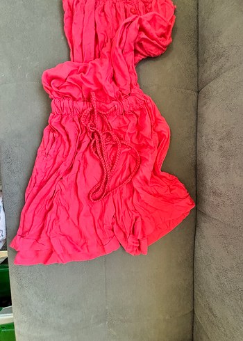 Pembe Drapeli şortlu tulum - Görsel 2