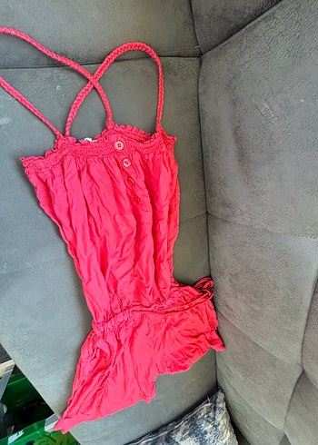 Pembe Drapeli şortlu tulum - Görsel 3