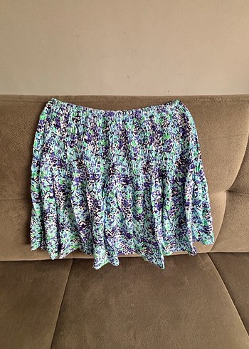 s Beden çeşitli Renk Renkli Batik Desenli Fırfırlı Mini Etek