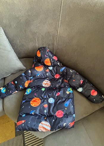 Çocuk Kapüşonlu Uzay Temalı Fermuarlı Mont - Görsel 2