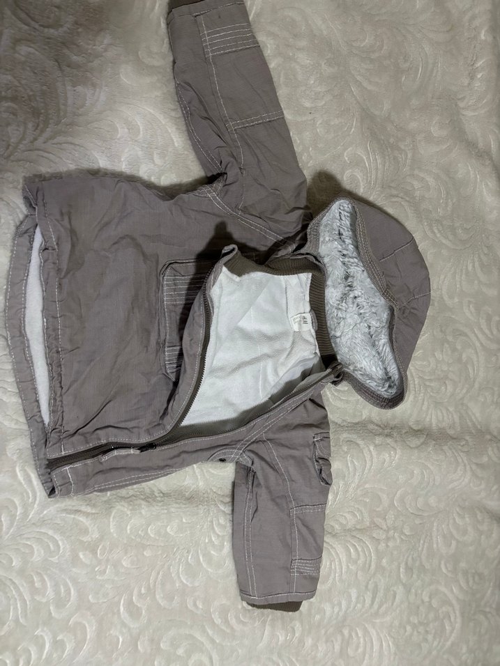 Kapüşonlu Gri Erkek Çocuk Ceket - Görsel 2