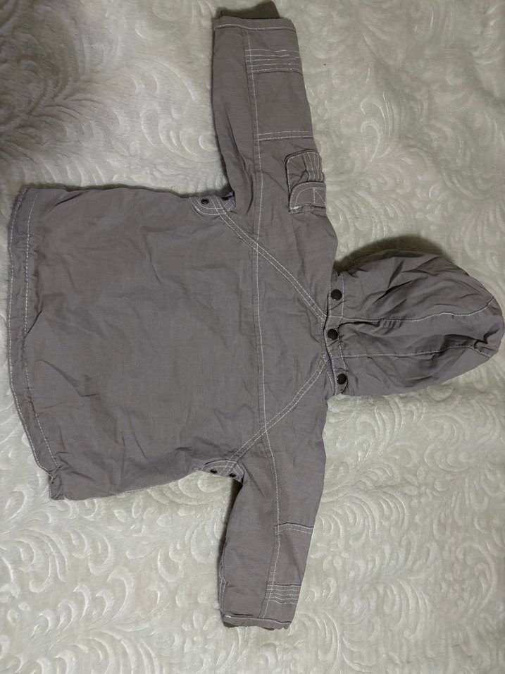 Kapüşonlu Gri Erkek Çocuk Ceket - Görsel 3