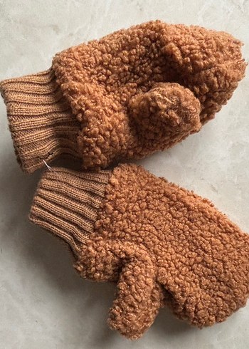 Kahverengi  Peluş çocuk Eldiveni - Görsel 2