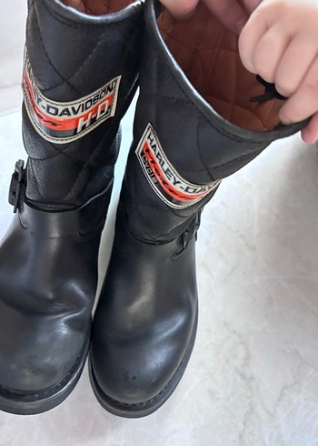 Siyah Tokalı Harley-Davidson Kadın Biker Bot - Görsel 5