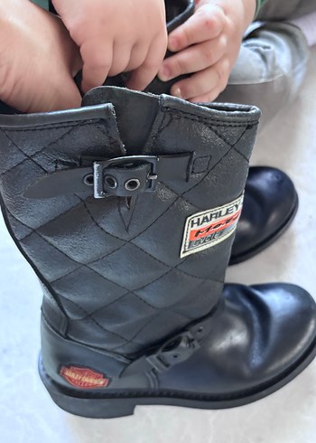 Siyah Tokalı Harley-Davidson Kadın Biker Bot - Görsel 6