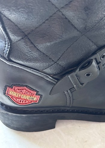 Siyah Tokalı Harley-Davidson Kadın Biker Bot - Görsel 9