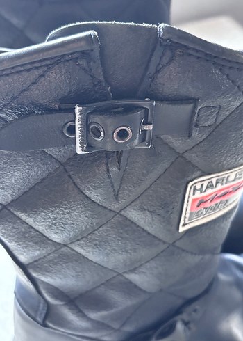 Siyah Tokalı Harley-Davidson Kadın Biker Bot - Görsel 12