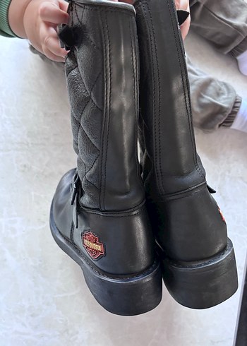 Siyah Tokalı Harley-Davidson Kadın Biker Bot - Görsel 2