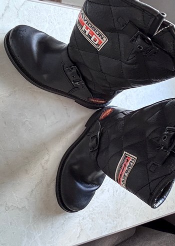 Siyah Tokalı Harley-Davidson Kadın Biker Bot - Görsel 20