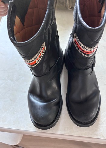 Siyah Tokalı Harley-Davidson Kadın Biker Bot - Görsel 8