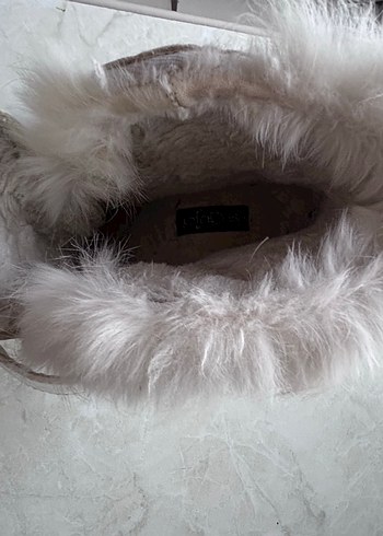 Kürklü Beyaz Kadın Dolgu Topuk Bot - Görsel 5