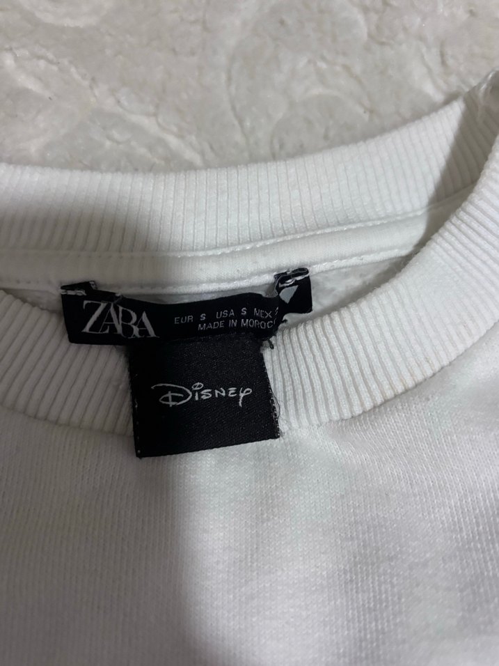 Beyaz Mickey Mouse Baskılı  Crop Kadın Sweatshirt - Görsel 2