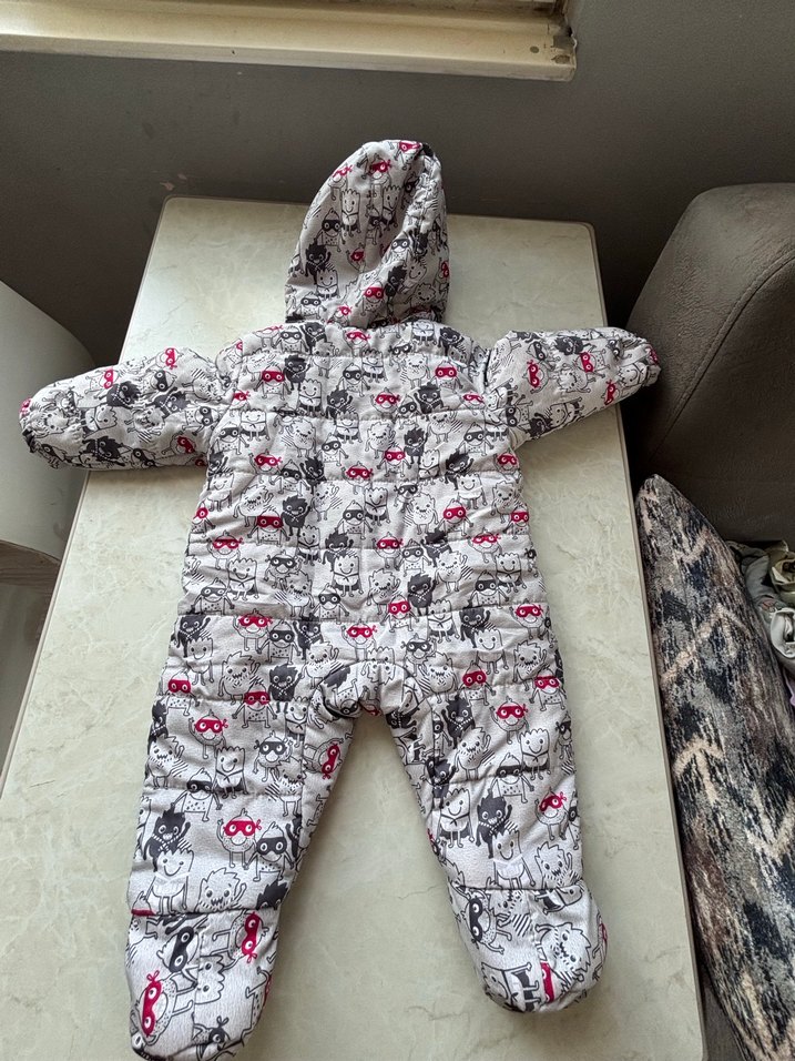 Gri Desenli Erkek kız bebek astaronot Tulum - Görsel 2