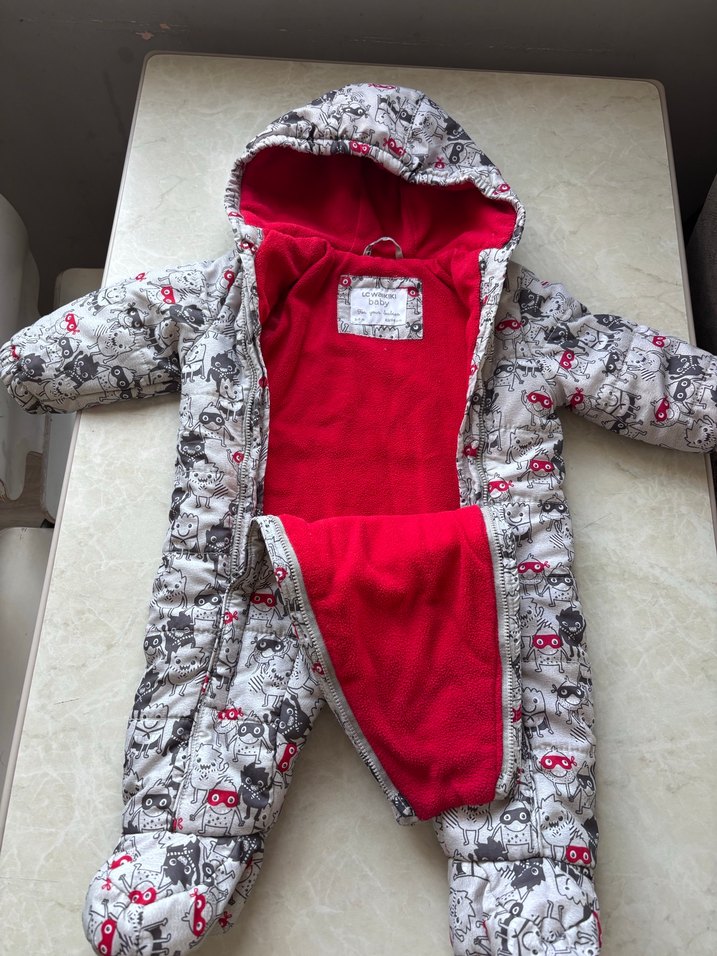 Gri Desenli Erkek kız bebek astaronot Tulum - Görsel 5