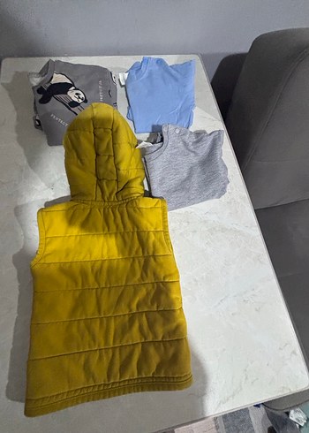 Kapüşonlu Yelek, Fermuarlı, Sarı-Gri - Görsel 2