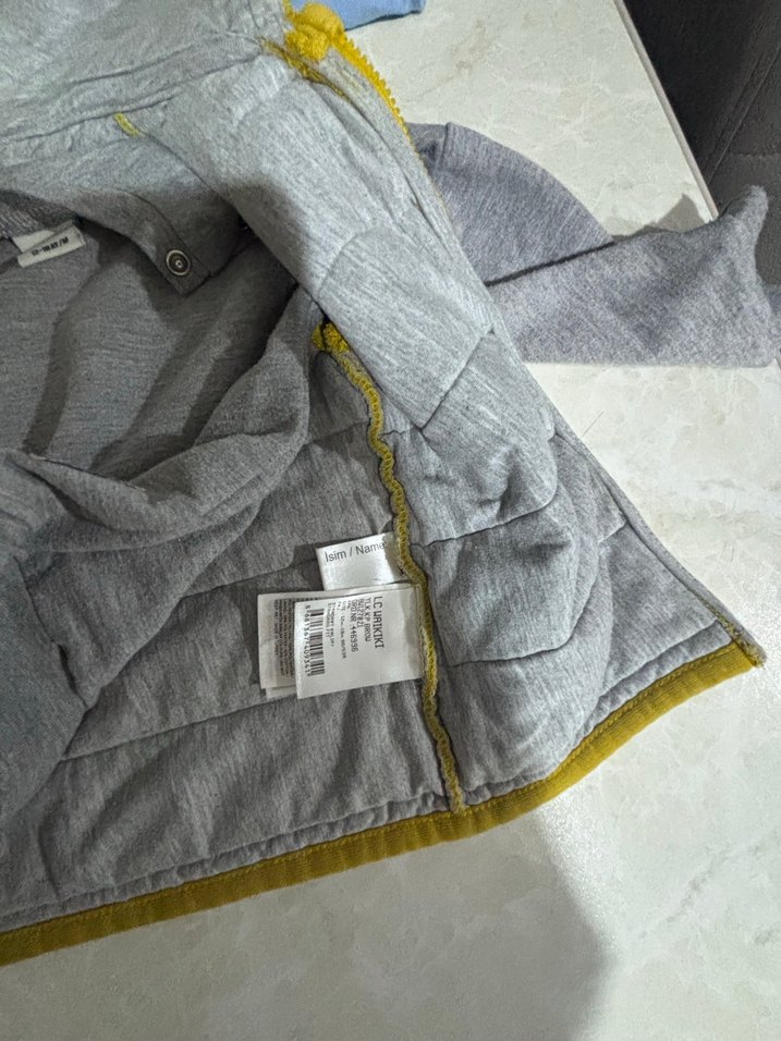 Kapüşonlu Yelek, Fermuarlı, Sarı-Gri - Görsel 5