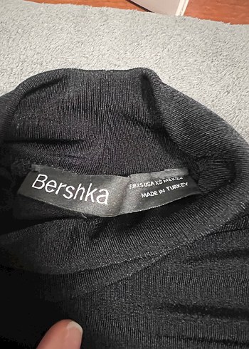 BershkaSiyah Uzun Kollu Yüksek Yakalı Triko Elbise - Görsel 2